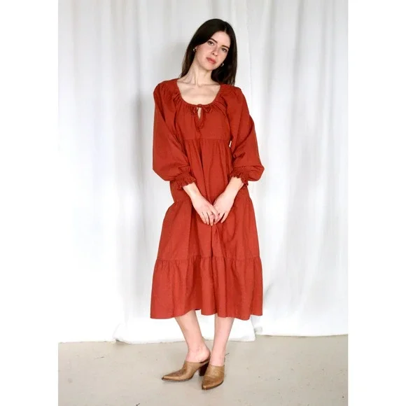 sachin and babi light blue dress LACAUSA | Dresses | New Lacausa Size Large Tate Cotton Dress Rust Red Boho  Everyday Casual H24